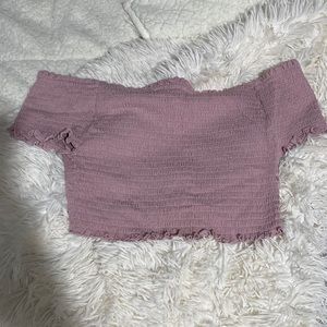 Rose Pink off the shoulder cropped top